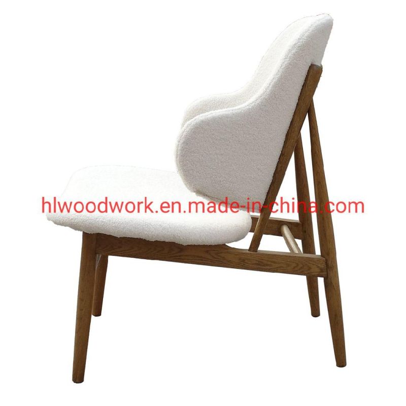 Magnate Chair with Oak Wood Teddy White Color Sofa Living Room Sofa Arm Chair Coffee Shop Sofa