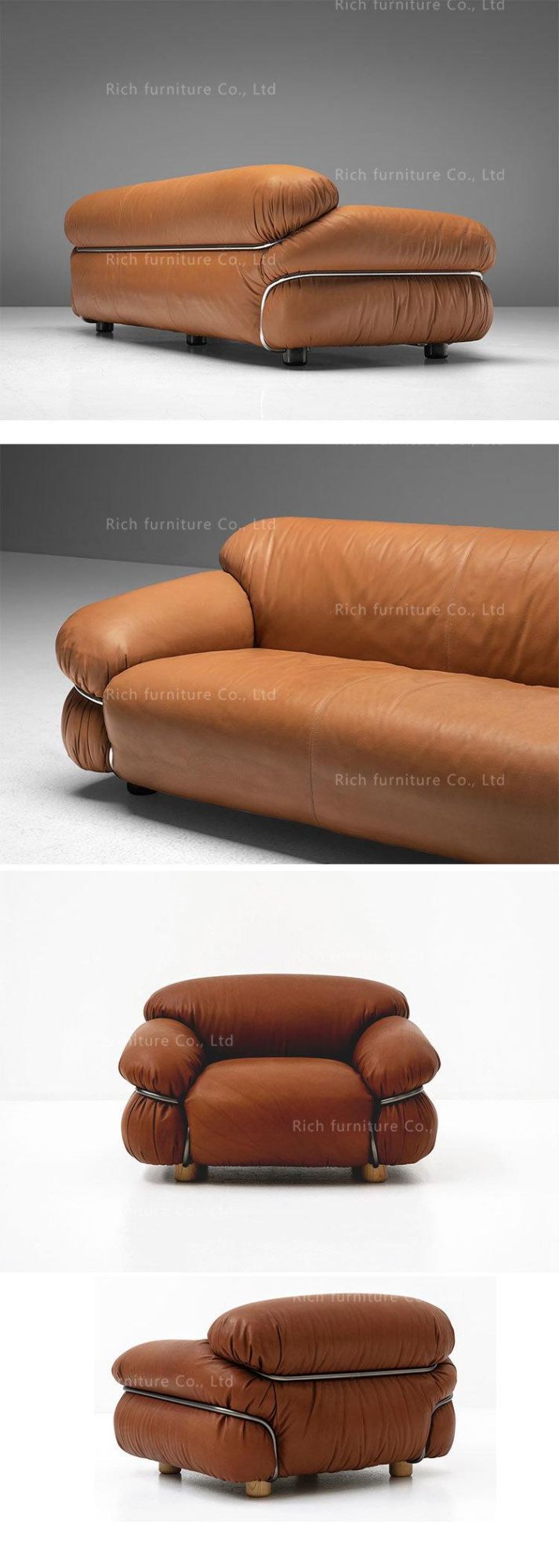 Contemporary Furniture 3 Seat Leather Sesann Sofa