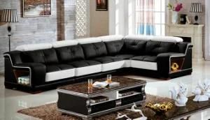 Black China Leather Sofa for Living Room Furniture (3215B)