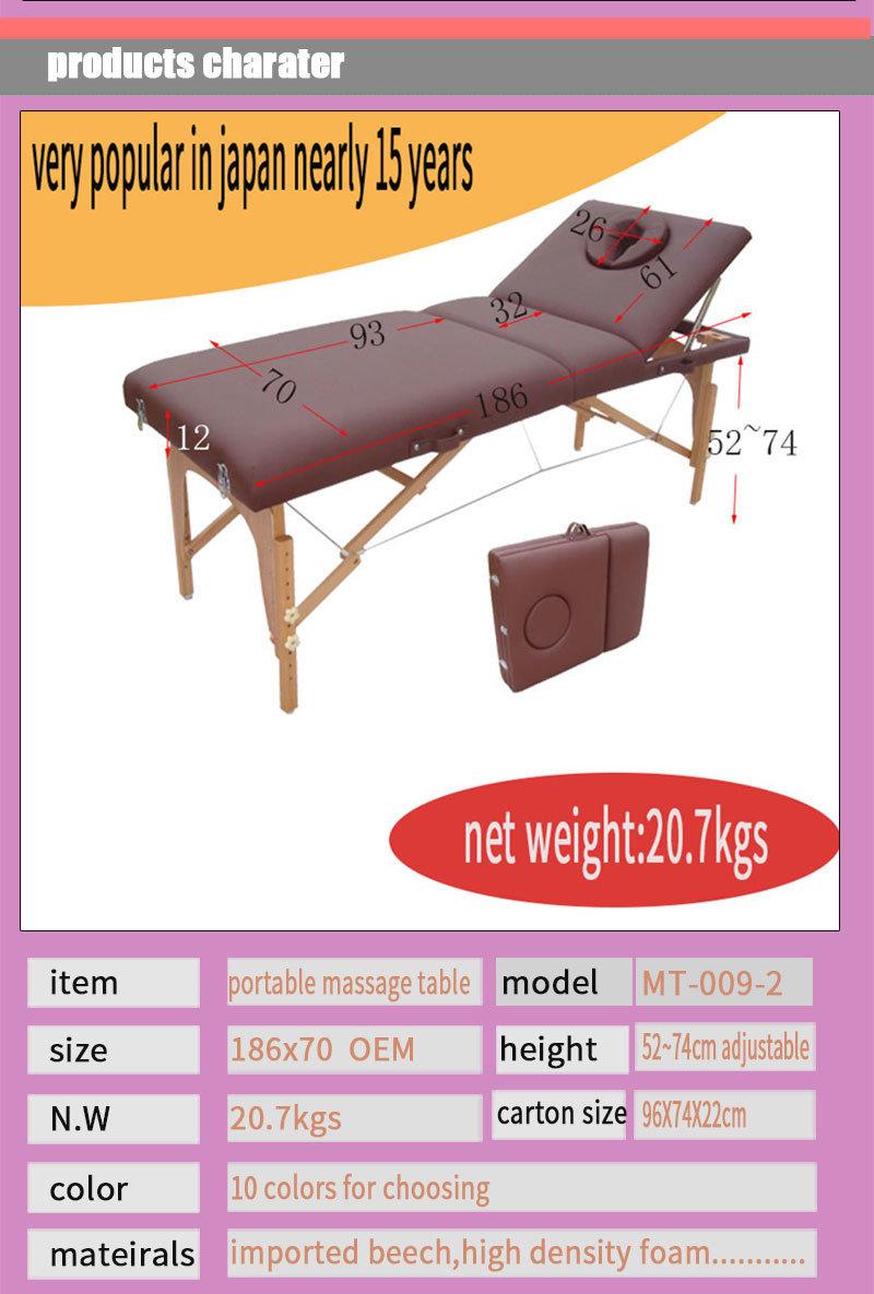 Portable Massage Table Massage Couch with Adjustable Backrest