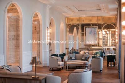 5 Star Luxury Hotel Lobby Furniture Wooden Frame Chair Sofa