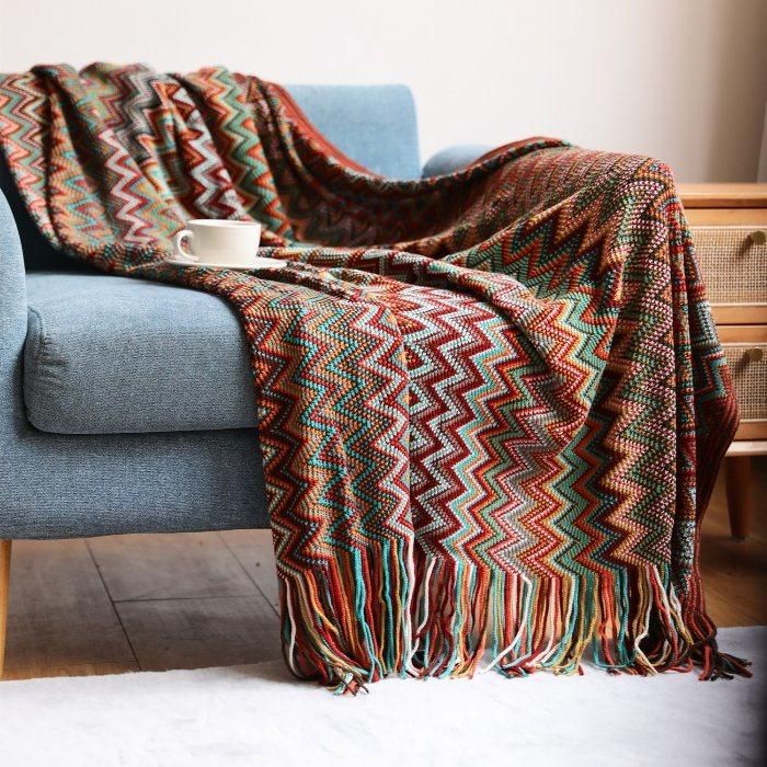 100% Acrylic Knitted Solid Soft Cozy Throw Blanket for Sofa, Couch, Bed, Living Room and Travel (YKY4914)