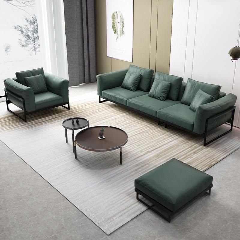 Leather Sofa with Iron Frame for Living Room
