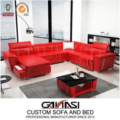 Luxury European Style U Shape Leather Sofa with Footstool (G8048)
