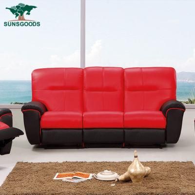 Reclining Red and Black Real Leather Pictures of Sofa Designs