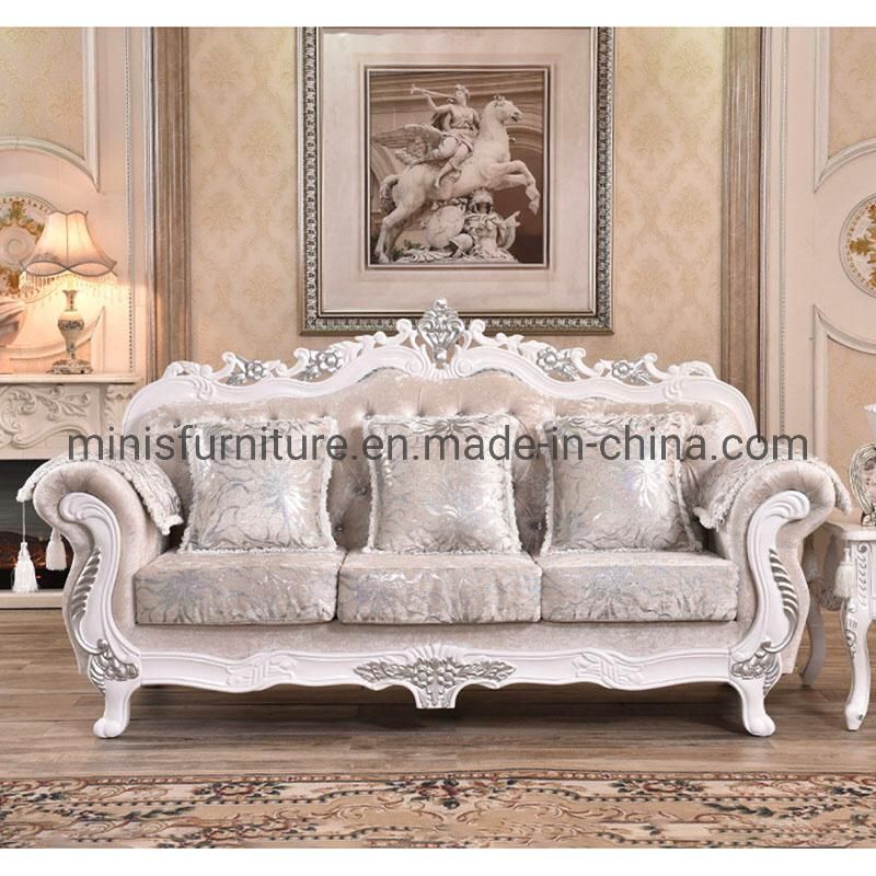 (MN-SF116) Home/Hotel Living Room Furniture Antique Vintage Wood Fabric Sofa Set