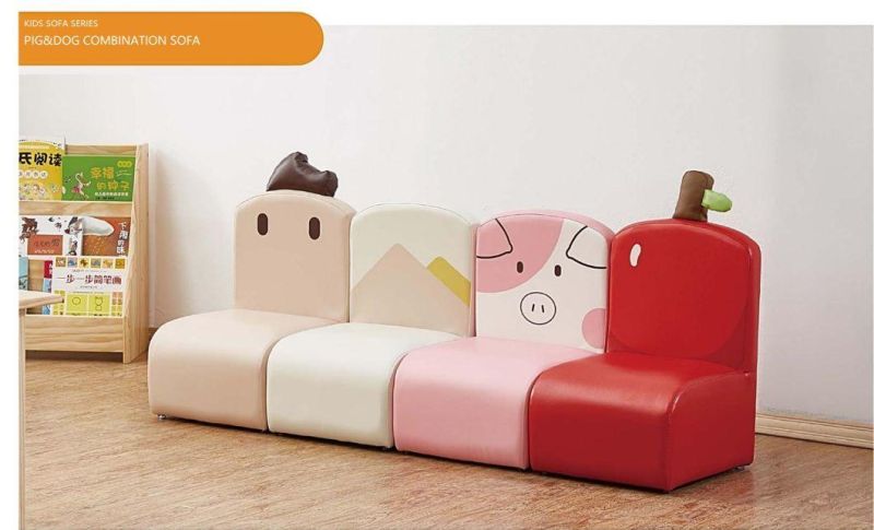 Kids Cartoon Leather Sofa, Single Seat Sofa, Wood Frame Sofa, Children Furniture Sofa, Living Room Baby Sofa, Day Care Center Sofa Mini Sofa, Learning Sofa