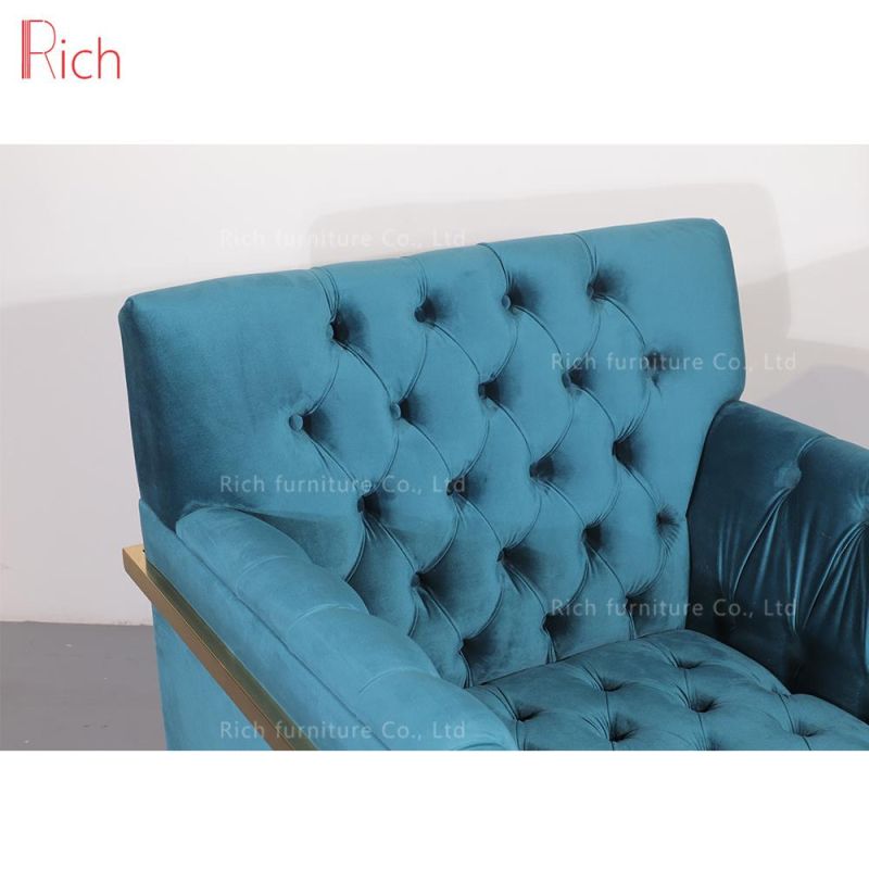 Whosale Price Modern Home Furniture Leisure 1- Seat Couch Fabric Tufed Back Armchair Sofa