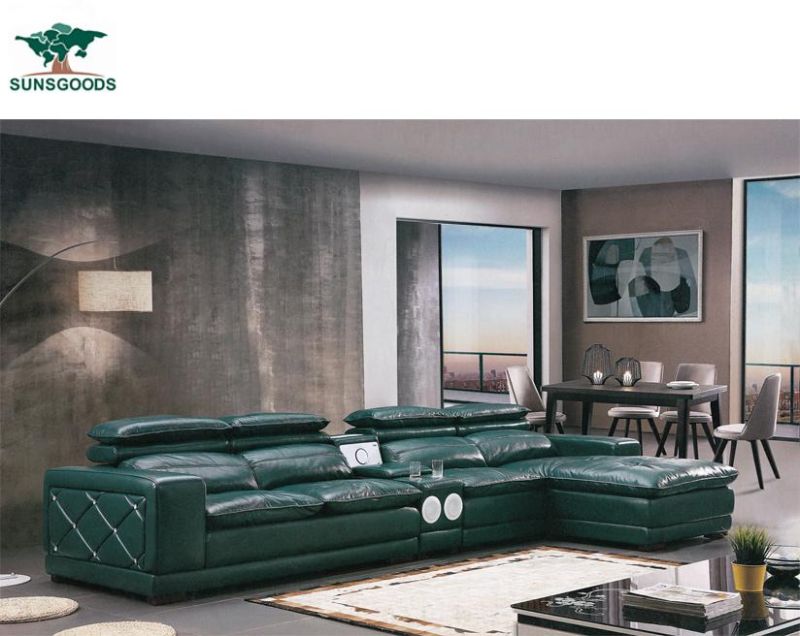 New Design Genuine Leather L Shape Sofa Set Style and Pictures
