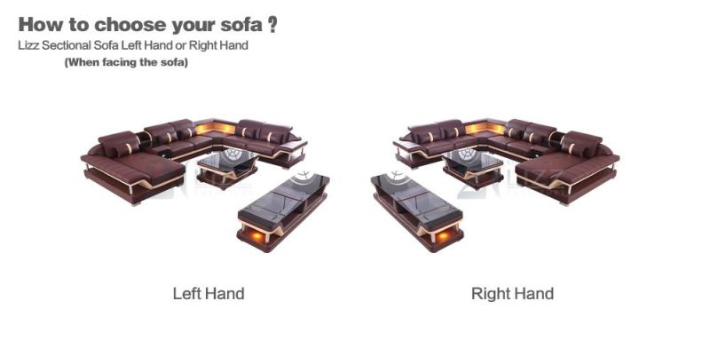 Functional Modern European Style U Shape Home Furniture Set Hot Sale Living Room Genuine Leather Sofa
