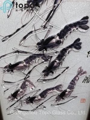 Chinese Flashed Deep Carved Shrimp Glass Painting (D001-2-004)