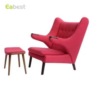 Luxury Home Living Room Hotel Lobby Furniture Solid Wood Lounge Leisure Sofa with Footrest