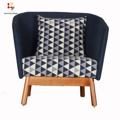 Leisure Upholstered Sofa Home Apartment Sofa with Wooden Leg