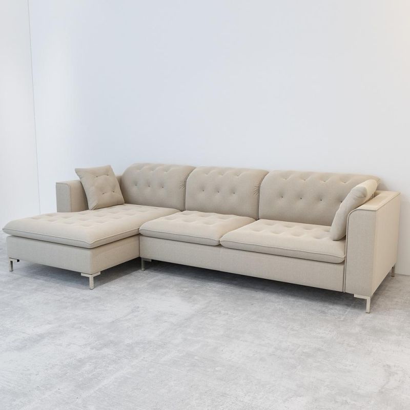 Modern Linen Fabric L Shape Corner Sofa Sectional