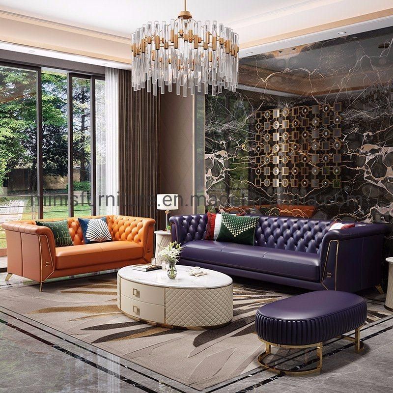 (MN-HSF017) High-End Classic Home/Hotel Sofa Set with Royal Chair, Stool and Coffee Table