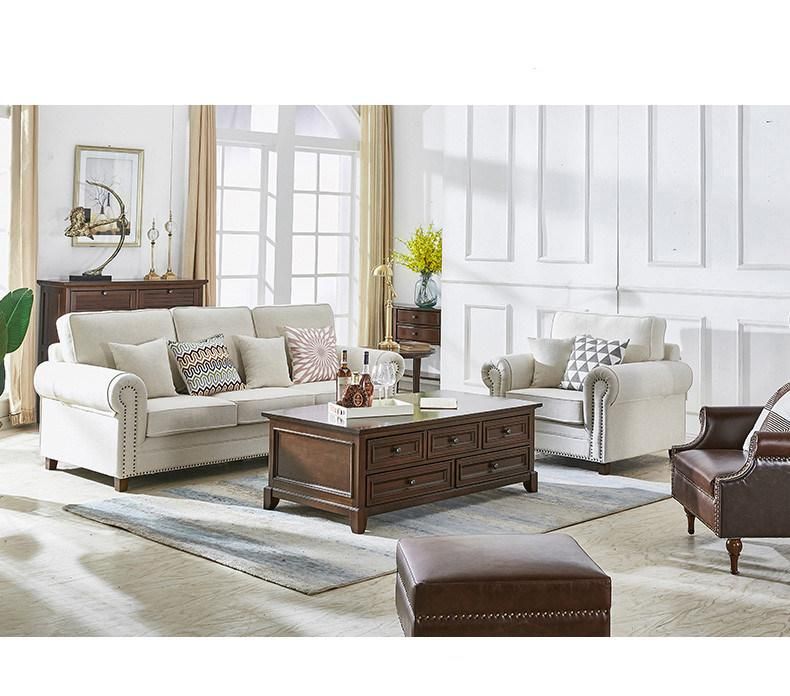 Classic Design Furniture China Sofa Set with Cushion and Coffee Table