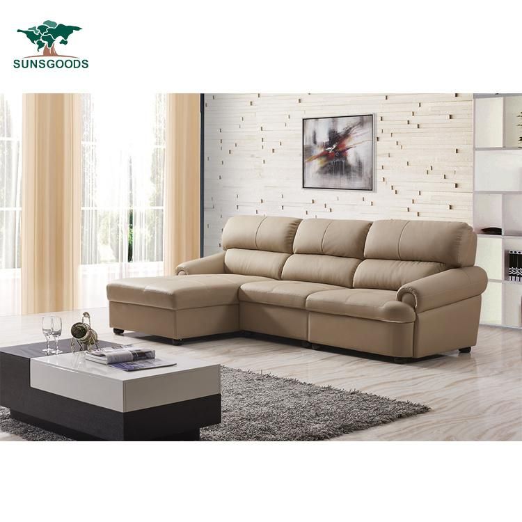 Upholstered Real Leather Corner Couch L Shape Furniture Sofa Set