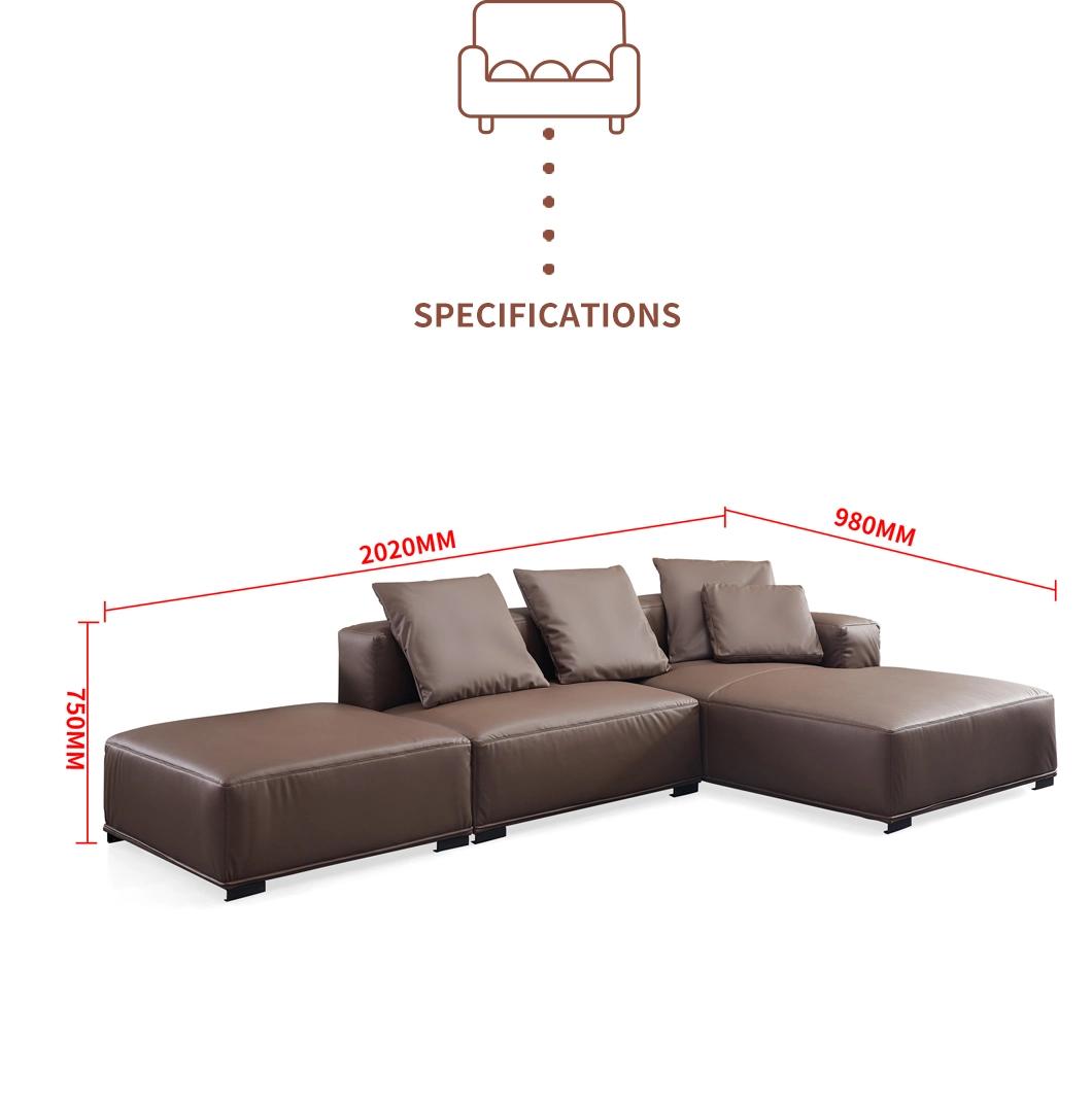 Italian Style Modern Nano Leather Safa Set L Shape Sofa Wooden Couch Sectional Sofa Living Room Furniture Sofa Hotel Furniture Home Furniture