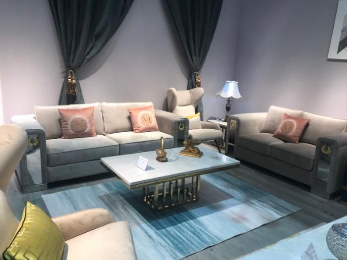 Metal Parts Sofa with Velvet Fabric for Living Room Furniture