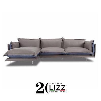 European Style Living Room Furniture Elegant L Shape Leather Sofa