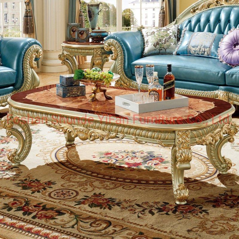 Wood Carved Living Room Luxury Sofa in Optional Couch Seat and Furniture Painting Color