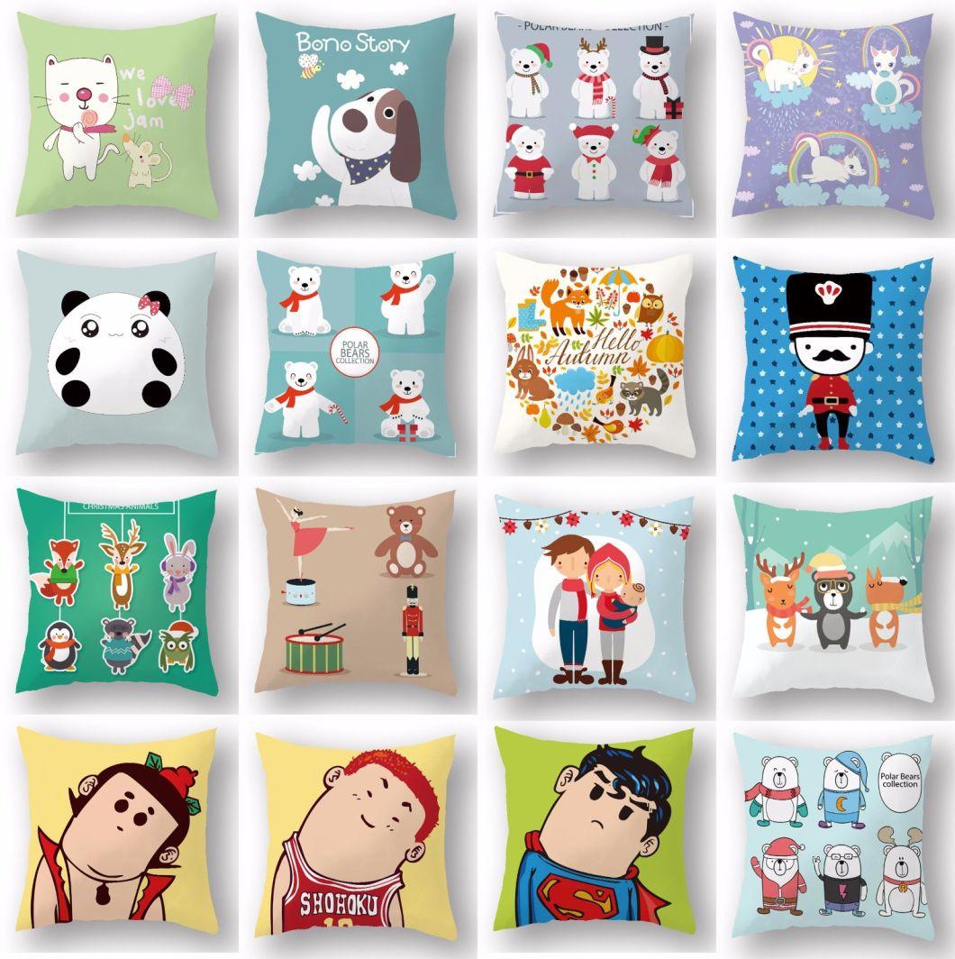 Chinese Manufacturers High Quality Cartoon Flax Throw Pillow Case Car Sofa Back Cushion