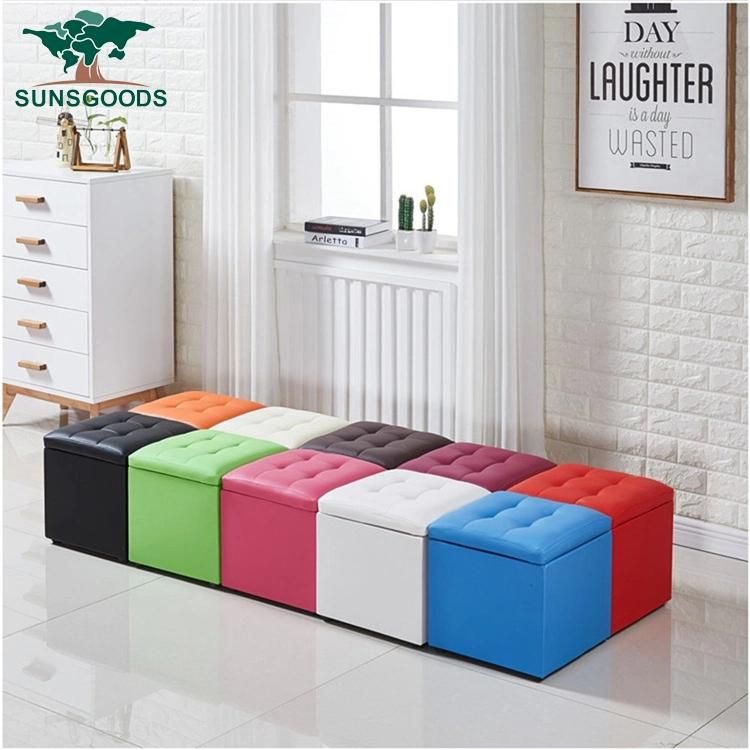 Genuine Leather Square Footstool Ottoman for Sale
