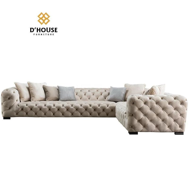 Italian Furniture Living Room Sofa Set Modern Furniture Luxury Upholstery Fabric Sectional Sofa L Shape Corner Sofa