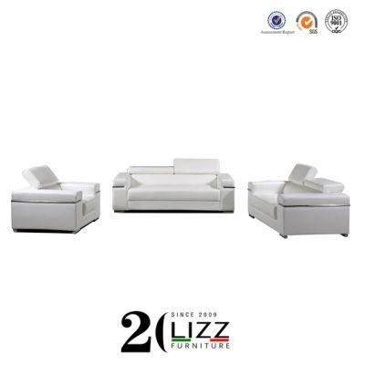 Modern European Living Room /Home /Hotel /Office Commercial Leisure Furniture Genuine Leather Sectional Sofa with Steel Legs