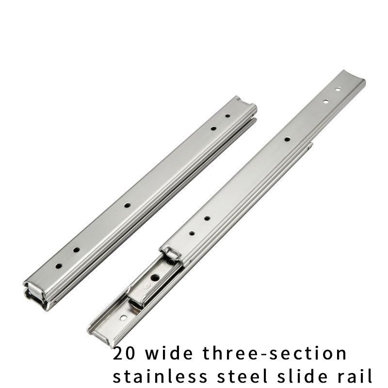 Three-Section Double-Layer 3/4 Telescopic High Temperature Stainless Drawer Slides