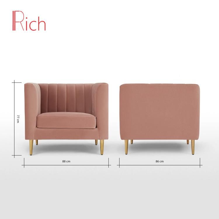 European Modern Single Seat Furniture Velvet Fabric Cover Sectional Couch Living Room Sofa Cover Set