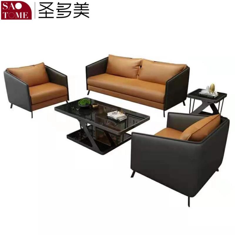 Modern Home Furniture Independent Office Comfortable Cowhide Finish Sofa