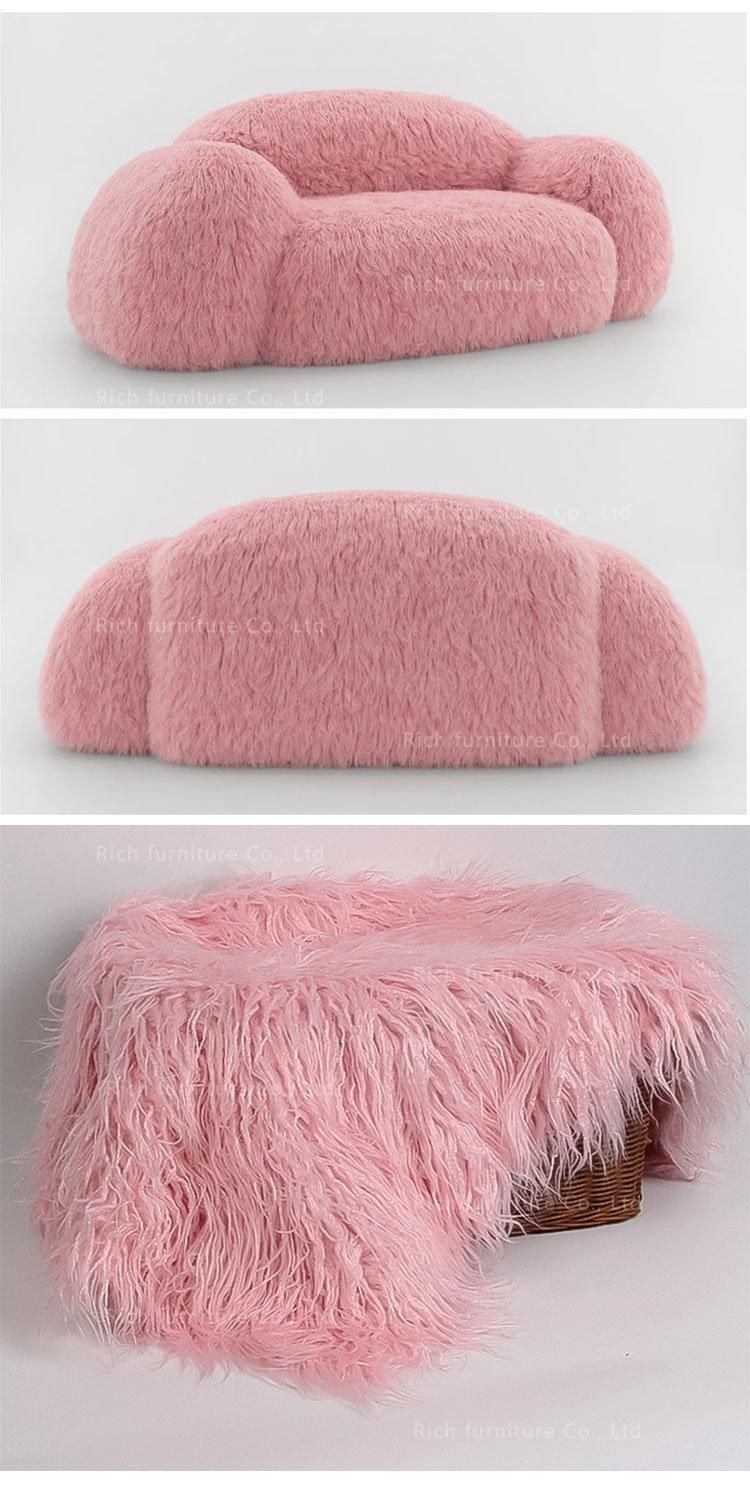 Divano Moderno 2 Seat Small Couch Furniture Modern Living Room Sofas and Loveseat Luxury Fur Pink Couch Fluffy Sofa