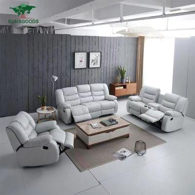 European Style Home Theater Cinema Genuine Leather Recliner Wood Sofa