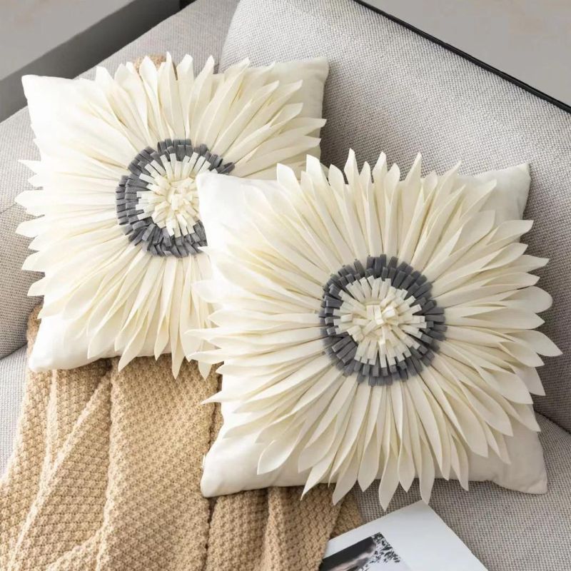 Chrysanthemum Pillow Case Flower Cushion for Home Sofa Decor