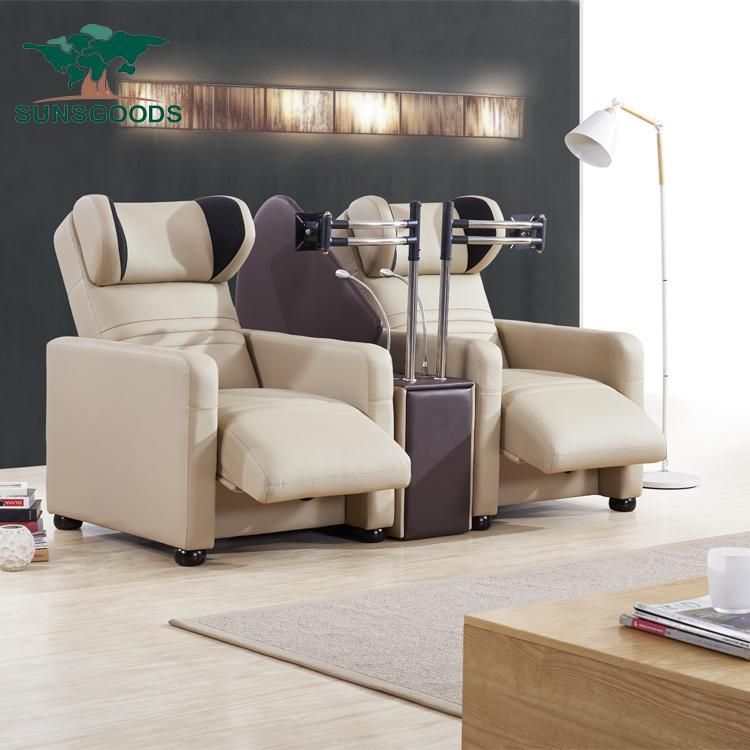 Factory Supply 2 Seats Cinema Genuine Leather Home Theather Power Sofa
