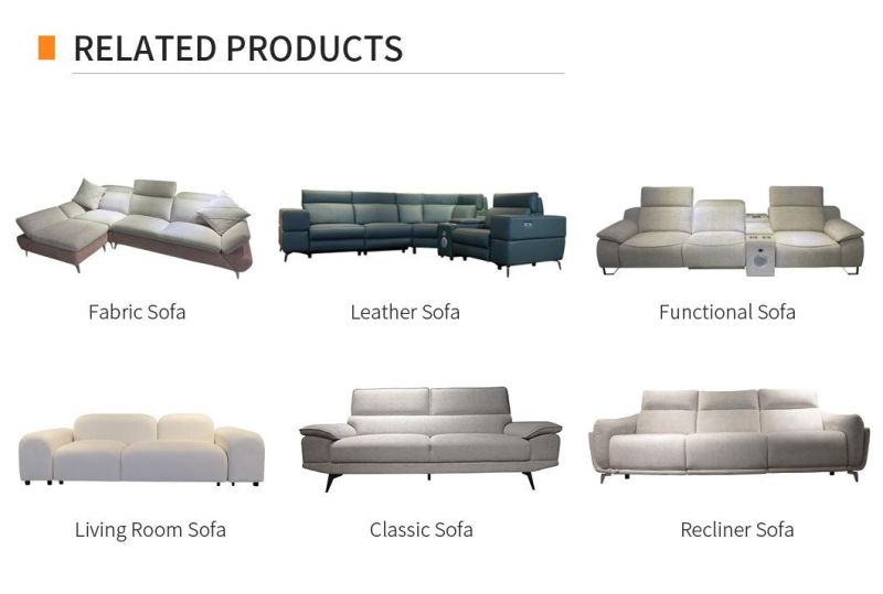 Italian Style Living Room Furniture Fabric Sofas Set Handrail Functional Leather Sofas