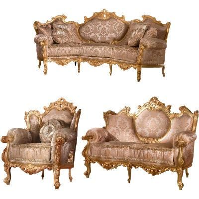 Foshan Sofa Furniture Factory Wholesale Man Hand Wood Carved Luxury Fabric Sofa in Optional Couch Seat and Color