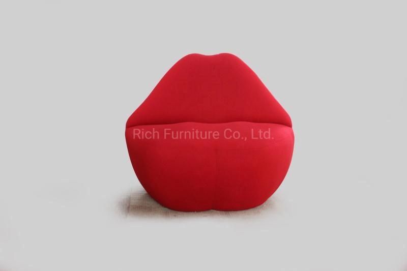 Unique Home Furniture Hot Sex Design Bocca Lounge Couch Living Room Leisure Fabric Red Lip Sofa Event Hotel