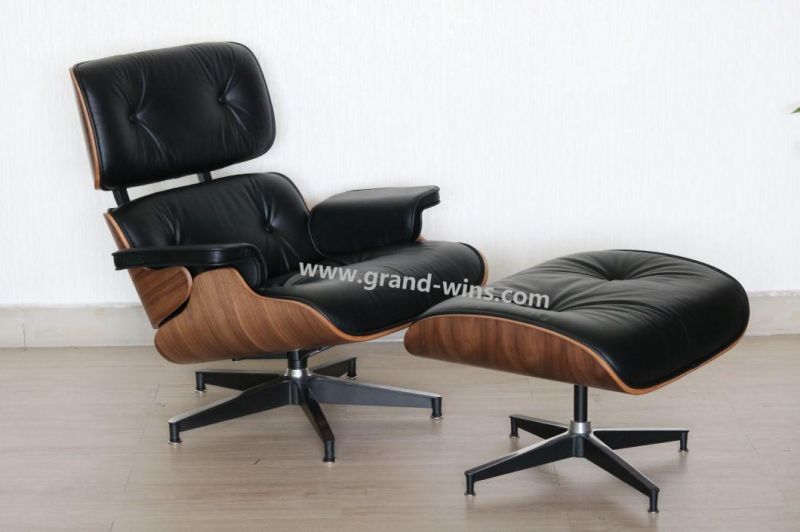 Modern Home Furniture Aluminum Aviator Designer Genuine Leather Lounge Chair