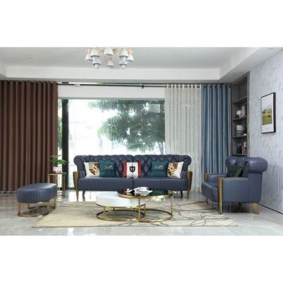 Modern Living Room Metal Wood Coffee Table Fabic Sofa Furniture