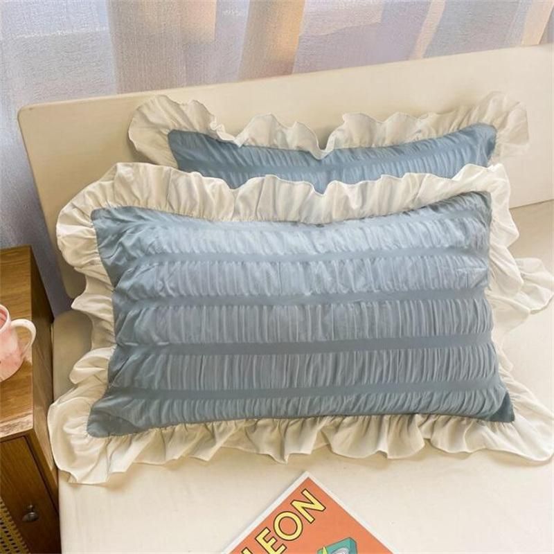 Pillow Case Ins Girl Princess Style Small Fresh and Lovely Solid Color Single Korean Lace Dormitory Pillowcase