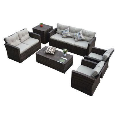 Hot Sale Top Quality Rattan Sofa Set Functional Cushion Box All Weather Outdoor Garden Wicker Furniture