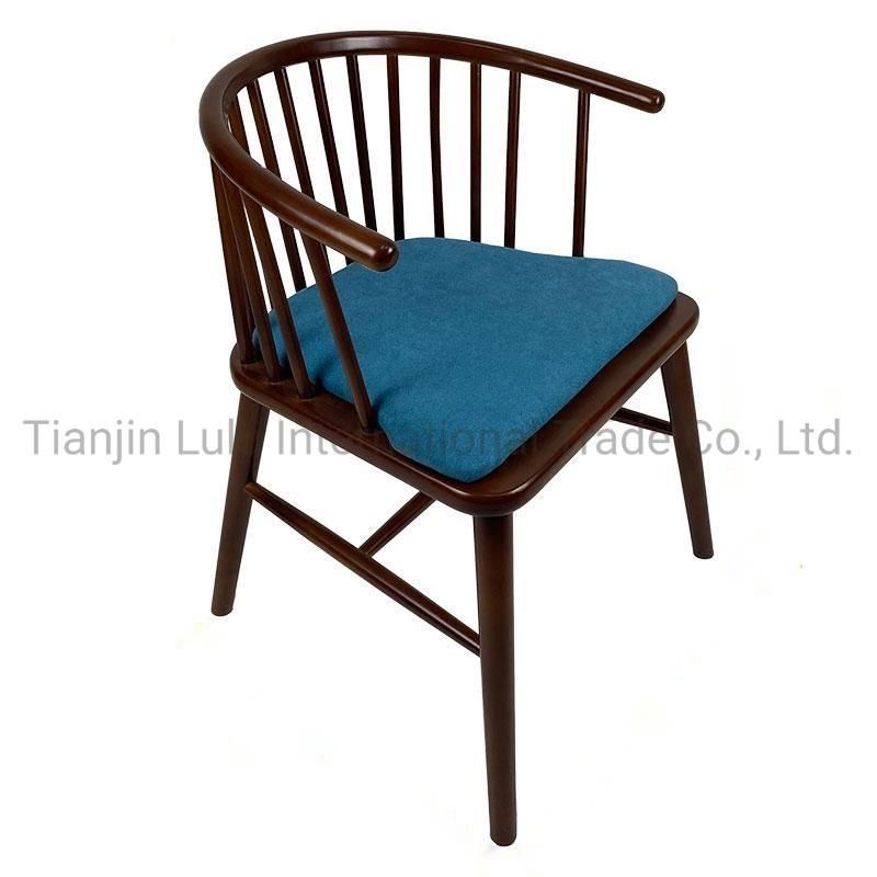 Hotel Lobby Wood Armrest Coffee Shop Leisure Chairs Living Room Dining Chairs