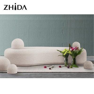 Zhida Hot Sale Modern Italian Design Villa Living Room Couch Hotel Lobby Furniture Reception Teddy Fabric Sofa for Sale