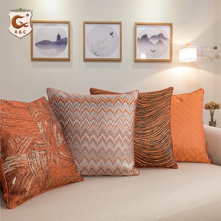 Modern Light Luxury Sofa Couch Car Cushion Cover Silk Satin Hot Stamping Pillow Case Cover Metal Color Pillowcase Pillowcover