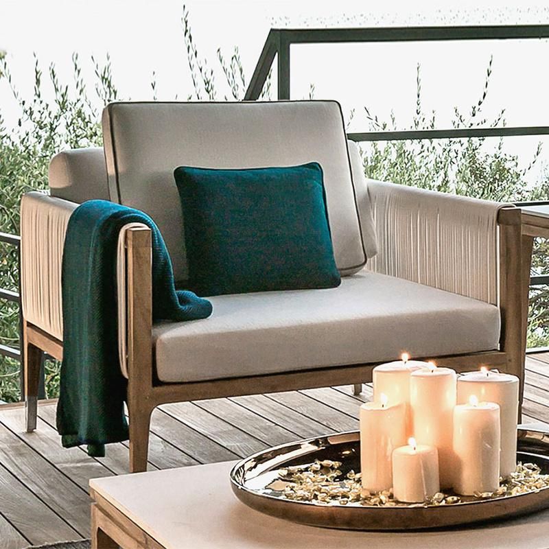 Teak Outdoor Sofa Courtyard Rattan Furniture