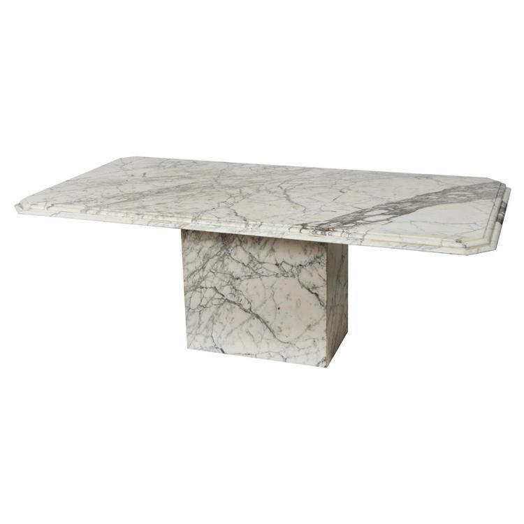 Natural White Calacatta White Marble Stone 6 Seater Dining Table Design