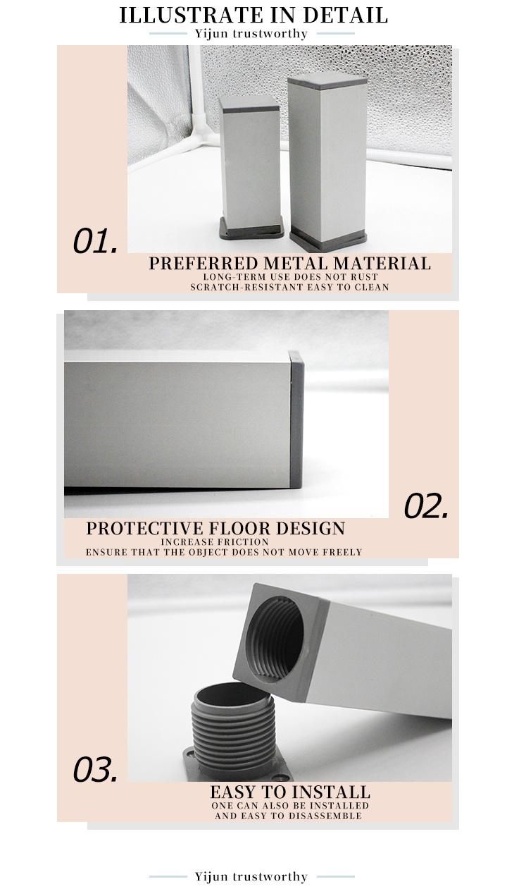 Square Luxurious Sofa Aluminum Leg Cabinet Leg for Furniture