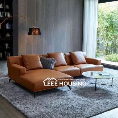 China Factory Supply Contemporary Leather 3-Piece L-Shaped Sectional Sofa for Living Room
